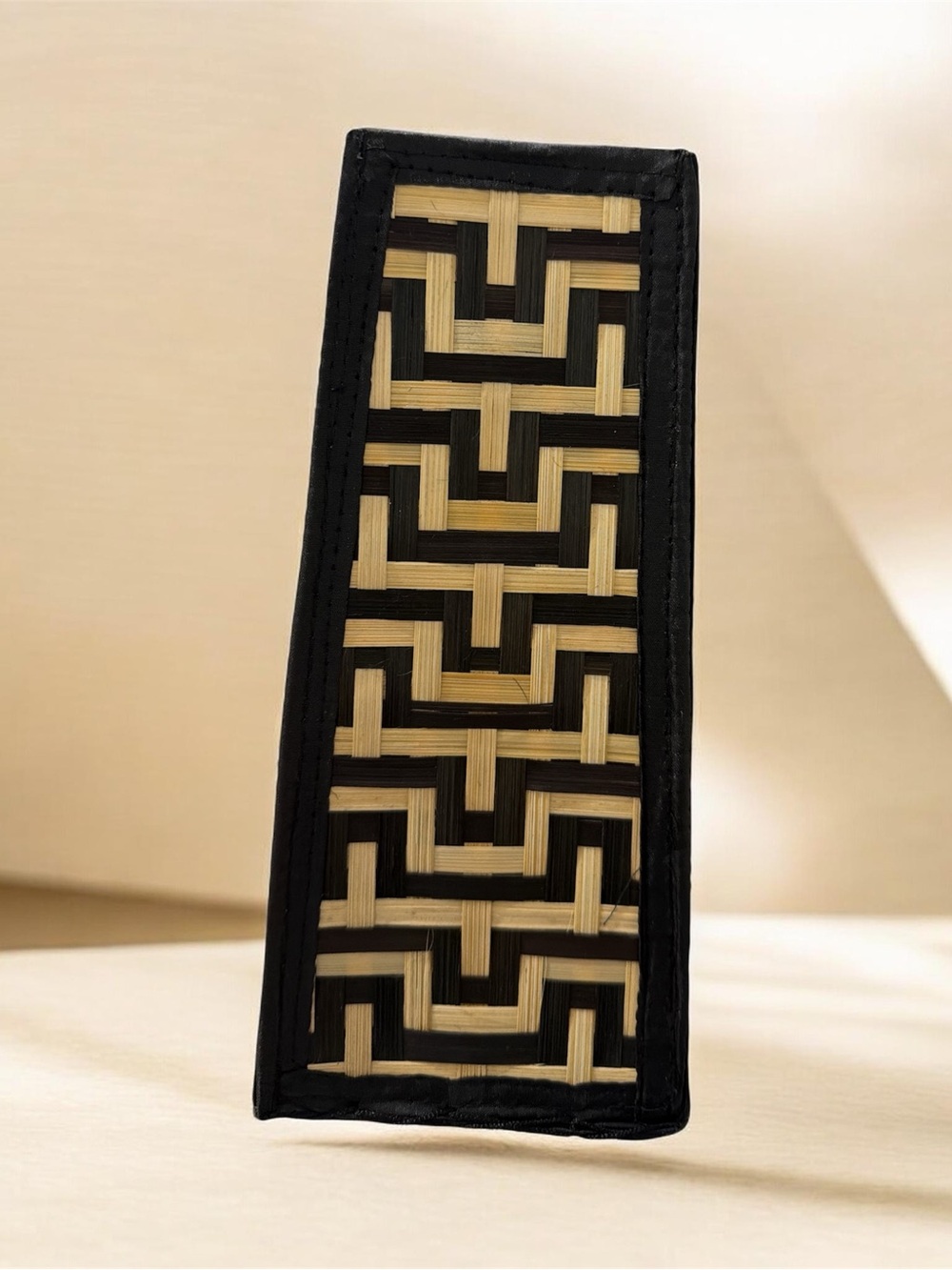 Black & Natural Woven Circle-Handle Satchel - Picture 3 of 4